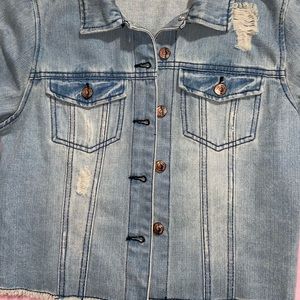 Women's Light Blue Distressed Jean Jacket
